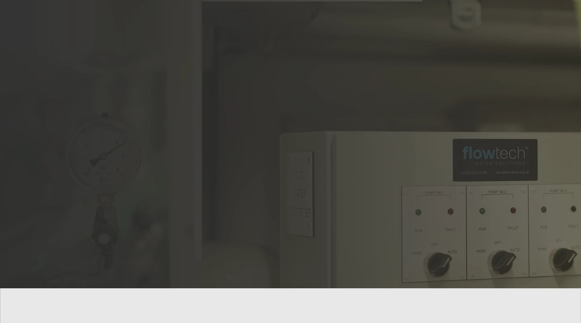 Flowtech Flowboost Cold Water Booster Set Control Panel and Pressure Gauge