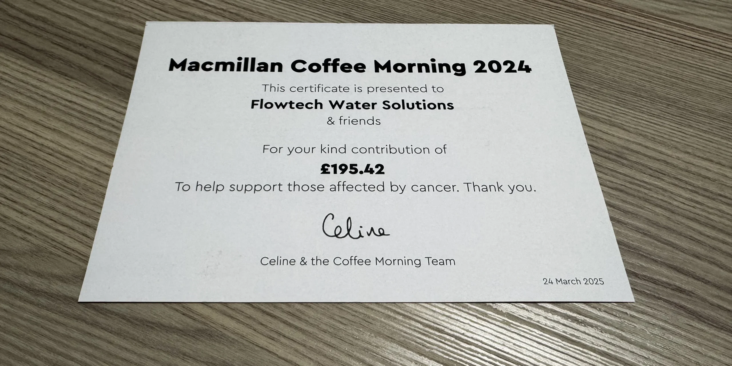 Macmillan Cancer Support Coffee Morning Results 2024